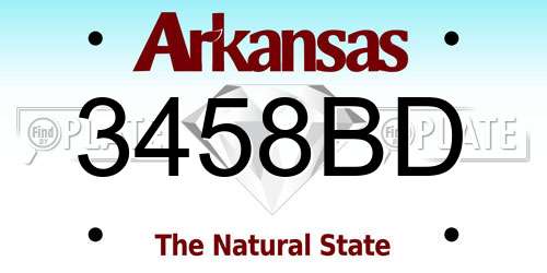 3458BD Arkansas License Plate