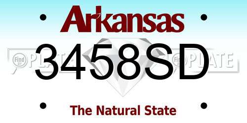 3458SD Arkansas License Plate