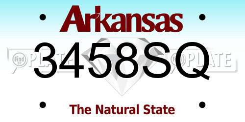 3458SQ Arkansas License Plate