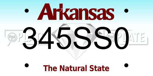 345SS0 Arkansas License Plate