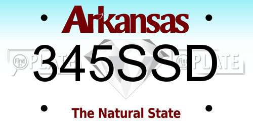 345SSD Arkansas License Plate