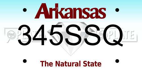 345SSQ Arkansas License Plate