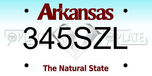 345SZL Arkansas License Plate