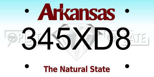 345XD8 Arkansas License Plate