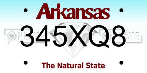 345XQ8 Arkansas License Plate