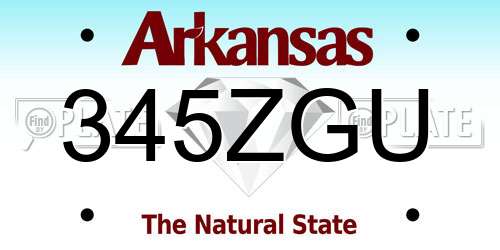 345ZGU Arkansas License Plate