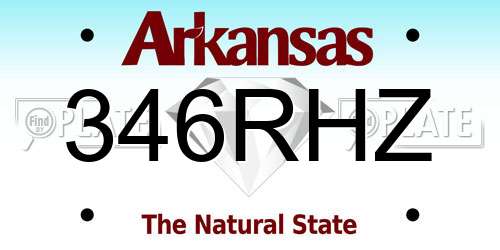 346RHZ Arkansas License Plate