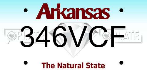 346VCF Arkansas License Plate
