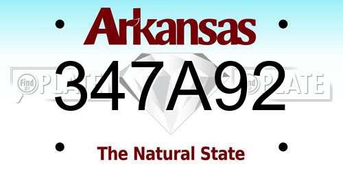 347A92 Arkansas License Plate
