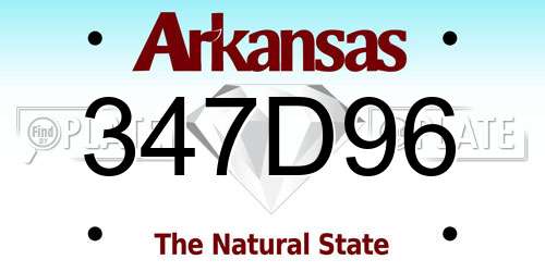 347D96 Arkansas License Plate