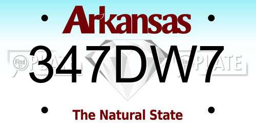 347DW7 Arkansas License Plate
