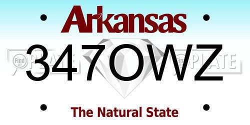 347OWZ Arkansas License Plate