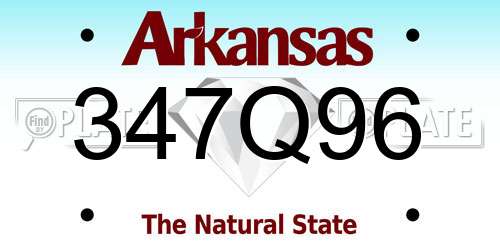 347Q96 Arkansas License Plate