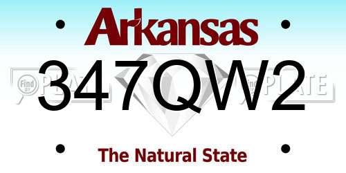 347QW2 Arkansas License Plate