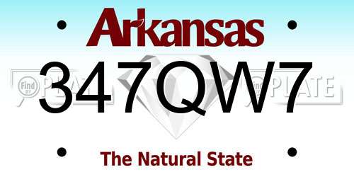 347QW7 Arkansas License Plate