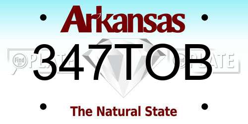 347TOB Arkansas License Plate