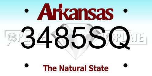 3485SQ Arkansas License Plate