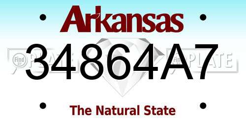 34864A7 Arkansas License Plate
