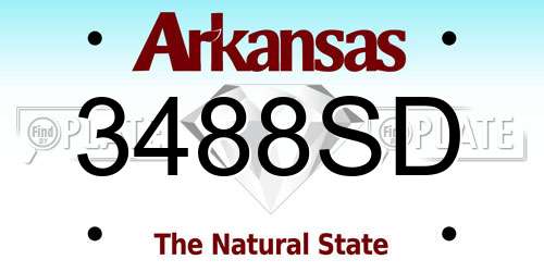 3488SD Arkansas License Plate