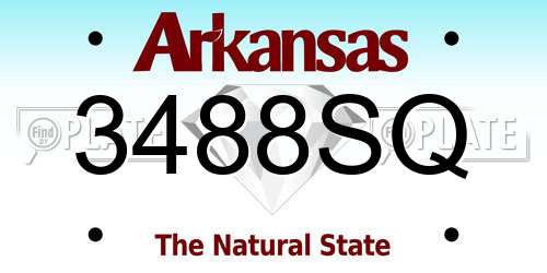 3488SQ Arkansas License Plate