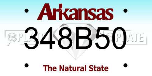 348B50 Arkansas License Plate
