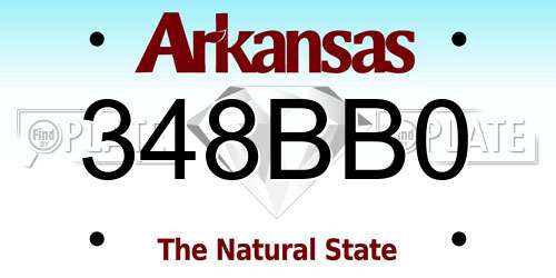 348BB0 Arkansas License Plate