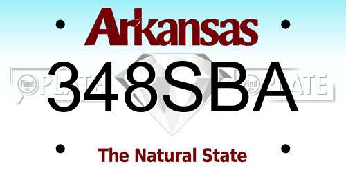 348SBA Arkansas License Plate