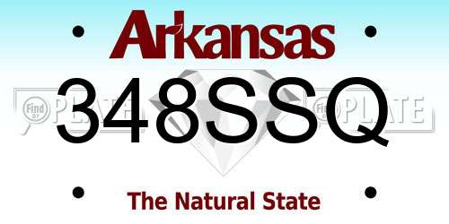 348SSQ Arkansas License Plate