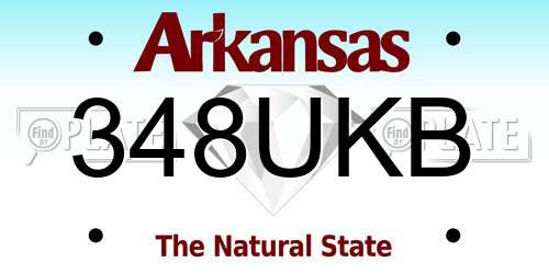 348UKB Arkansas License Plate