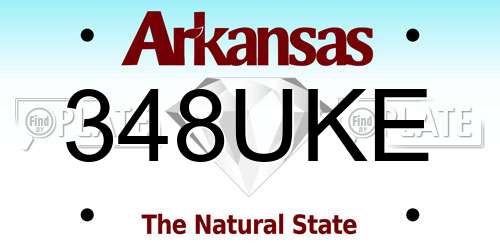 348UKE Arkansas License Plate