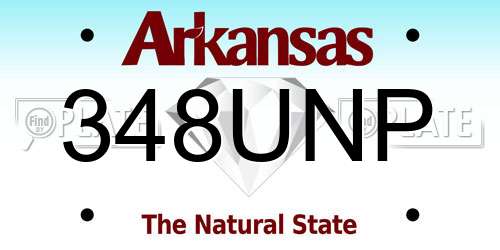 348UNP Arkansas License Plate