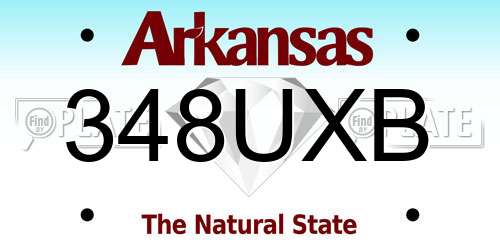 348UXB Arkansas License Plate
