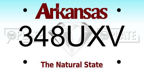 348UXV Arkansas License Plate