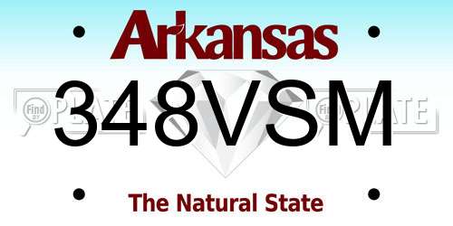 348VSM Arkansas License Plate