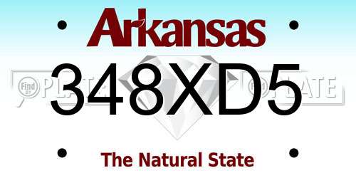 348XD5 Arkansas License Plate