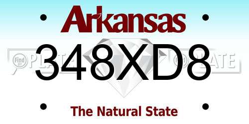 348XD8 Arkansas License Plate