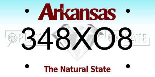 348XO8 Arkansas License Plate