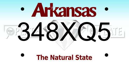 348XQ5 Arkansas License Plate