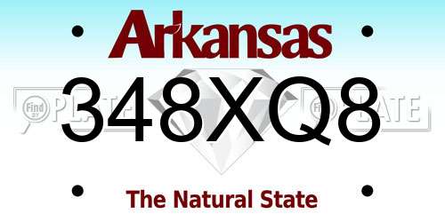 348XQ8 Arkansas License Plate