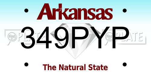 349PYP Arkansas License Plate