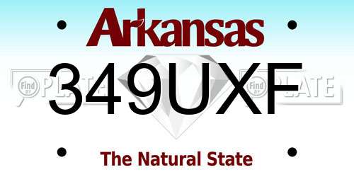349UXF Arkansas License Plate