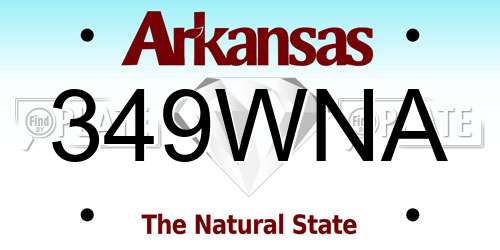349WNA Arkansas License Plate