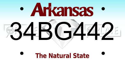 34BG442 Arkansas License Plate