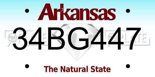 34BG447 Arkansas License Plate