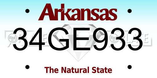 34GE933 Arkansas License Plate