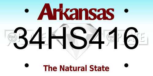 34HS416 Arkansas License Plate