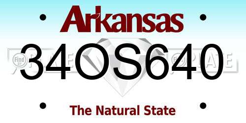 34OS640 Arkansas License Plate