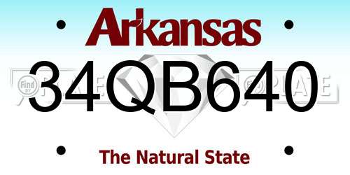 34QB640 Arkansas License Plate