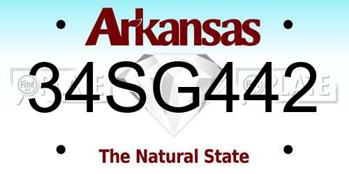 34SG442 Arkansas License Plate