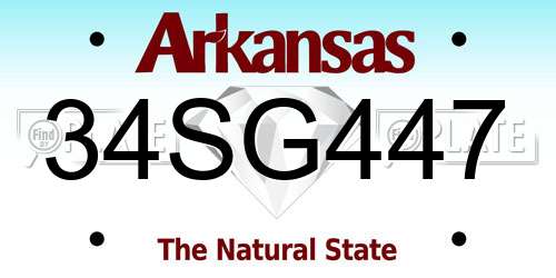 34SG447 Arkansas License Plate